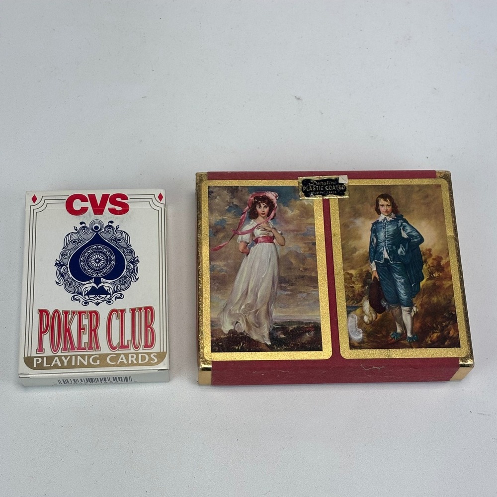 Vintage Duratone Plastic Coated Playing Cards Double Deck Victorian Art Card Set